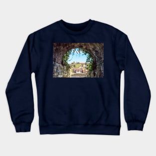 Whitby Abbey And Church Through The Keyhole Tunnel Crewneck Sweatshirt